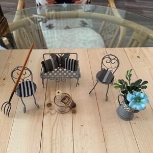 Miniature Patio Dollhouse Furniture Accessories Set
